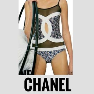 Authentic Chanel signature one piece bathing suit sz 8 Euro 42